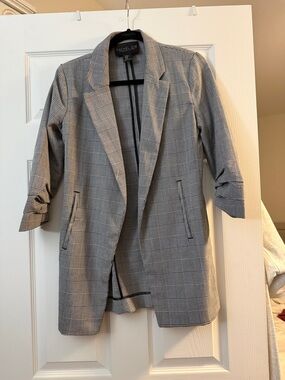 Rachel Zoe Gray Glen Plaid Open-Front Blazer